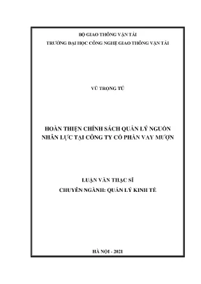 Hoàn thiện chính sách quản ký nguồn nhân lực tại công ty cố phần vay mượn