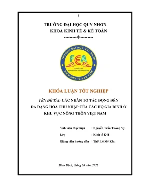 Các nhân tố tác động đến đa dạng hóa thu nhập của các hộ gia đình ở khu vực nông thôn việt nam