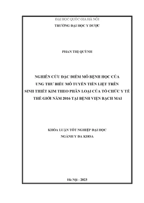 Nghiên cứu đặc điểm mô bệnh học của ung thư biểu mô tuyến tiền liệt trên sinh thiết kim theo phân loại của tổ chức y tế thế giới năm 2016 tại bệnh viện bạch mai
