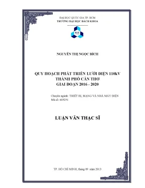 Luận văn thạc sĩ thiết bị mạng và nhà máy điện quy hoạch phát triển lưới điện 110kv thành phố cần thơ giai đọan 2016 2020