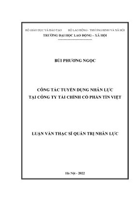 Công tác tuyển dụng nhân lực tại công ty tài chính cổ phần tín việt