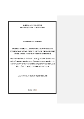 Analysis of digital transformation on business efficiency of retail firms in vietnam the case study of the simple nutrition vietnam enterprise