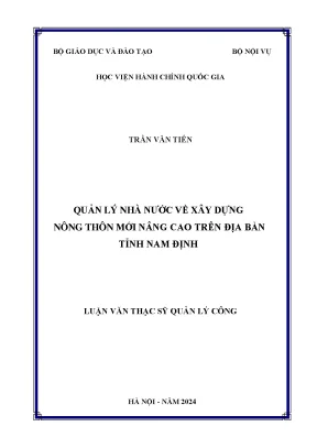 Quản lý nhà nước về xây dựng nông thôn mới trên địa bàn tỉnh nam định