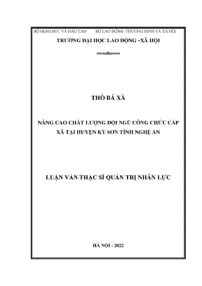 Nâng cao chất lượng đội ngũ công chức cấp xã tại huyện kỳ sơn tỉnh nghê an