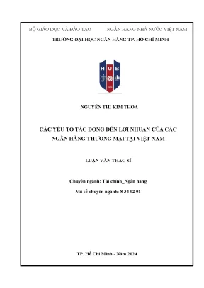 Các yếu tố tác động đến lợi nhuận của các ngân hàng thương mại tại việt nam