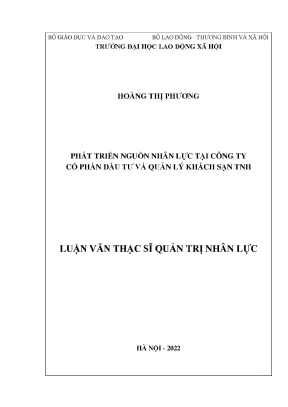 Phát triển nguồn nhân lực tại công ty cổ phần đầu tư và quản lý khách sạn tnh