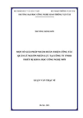 Một số giải pháp nhằm hoàn thiện công tác quản lý nguồn nhân lực tại công ty tnhh thiết bị khoa học công nghệ mới