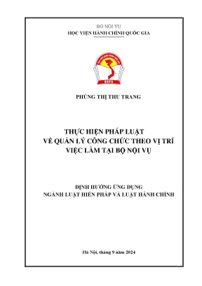 Thực hiện pháp luật về quản lý công chức theo vị trí việc làm tại bộ nội vụ