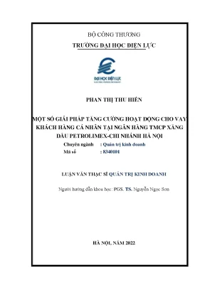 Một số giải pháp tăng cường hoạt động cho vay khách hàng cá nhân tại ngân hàng tmcp xăng dầu petrolimex chi nhánh hà nội