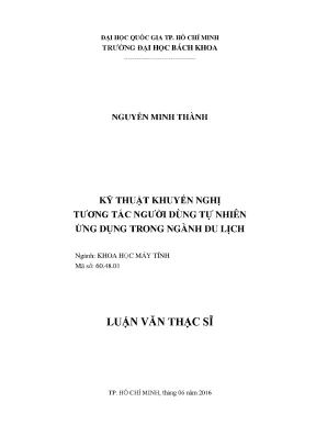 Luận văn thạc sĩ khoa học máy tính kỹ thuật khuyến nghị tương tác người dùng tự nhiên ứng dụng trong ngành du lịch