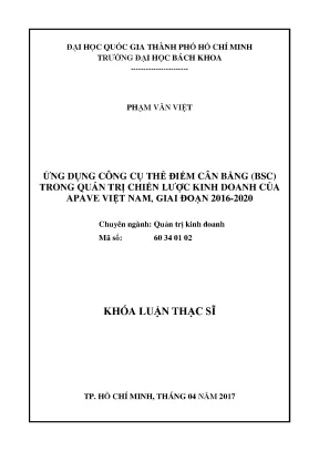 Luận văn thạc sĩ quản trị kinh doanh ứng dụng công cụ thẻ điểm cân bằng bsc trong quản trị chiến lược kinh doanh của apave việt nam giai đoạn 2016 2020