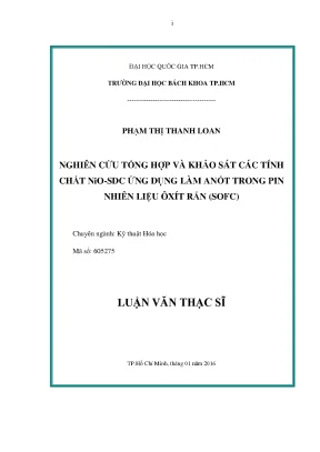 Luận văn thạc sĩ kỹ thuật hóa học nghiên cứu tổng hợp và khảo sát các tính chất nio sdc ứng dụng làm anốt trong pin nhiên liệu ôxít rắn sofc