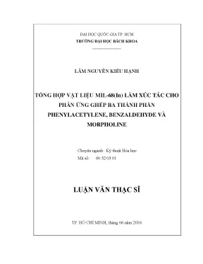 Luận văn thạc sĩ kỹ thuật hóa học tổng hợp vật liệu mil 68 in làm xúc tác cho phản ứng ghép ba thành phần phenylacetylene benzaldehyde và morpholine