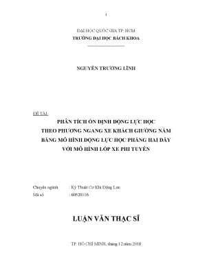 Luận văn thạc sĩ cơ khí động lực phân tích ổn định động lực học theo phương ngang xe khách giường nằm bằng mô hình động lực học phẳng hai dãy với mô hình lốp xe phi tuyến