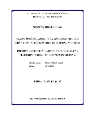 Luận văn thạc sĩ quản trị kinh doanh giải pháp nâng cao sự thỏa mãn công việc của nhân viên tại công ty điện tử samsung việt nam