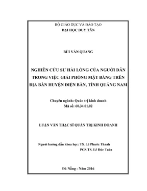 Luận văn thạc sĩ nghiên cứu sự hài lòng của người dân trong việc giải phóng mặt bằng trên địa bàn huyện điện bàn tỉnh quảng nam