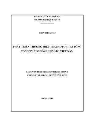 Luận văn thạc sĩ quản trị kinh doanh phát triển thương hiệu vinamotor tại tổng công ty công nghiệp ôtô việt nam
