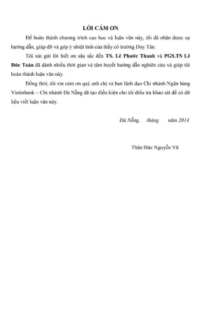 Luận văn thạc sĩ nâng cao hiệu quả cho vay khách hàng cá nhân tại vietinbank chi nhánh đà nẵng