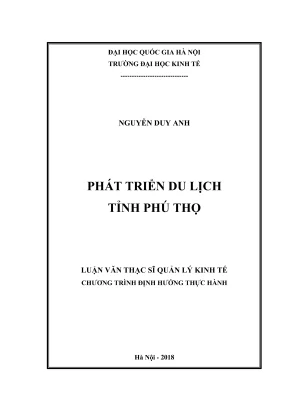 Luận văn thạc sĩ quản lý kinh tế phát triển du lịch tỉnh phú thọ