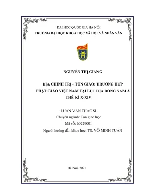 Luận văn thạc sĩ tôn giáo học địa chính trị tôn giáo trường hợp phật giáo việt nam tại lục địa đông nam á thế kỉ x xiv