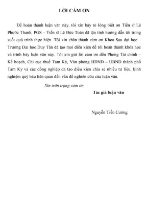 Luận văn thạc sĩ nâng cao hiệu quả công tác quản lý ngân sách nhà nước tại thành phố tam kỳ tỉnh quảng ngãi