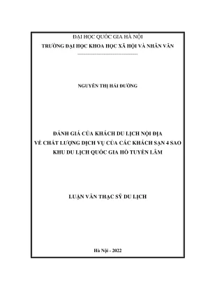 Luận văn thạc sĩ du lịch đánh giá của khách du lịch nội địa về chất lượng dịch vụ của các khách sạn 4 sao khu du lịch quốc gia hồ tuyền lâm