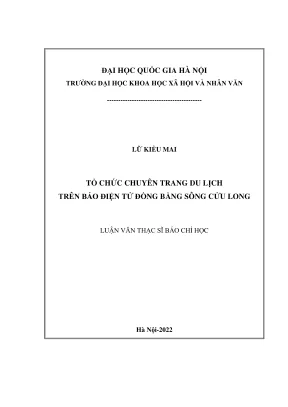 Luận văn thạc sĩ báo chí học tổ chức chuyên trang du lịch trên báo điện tử đồng bằng sông cửu long
