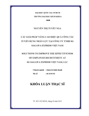 Luận văn thạc sĩ quản trị kinh doanh các giải pháp nâng cao hiệu quả công tác tuyển dụng nhân lực tại công ty tnhh sg sagawa express việt nam
