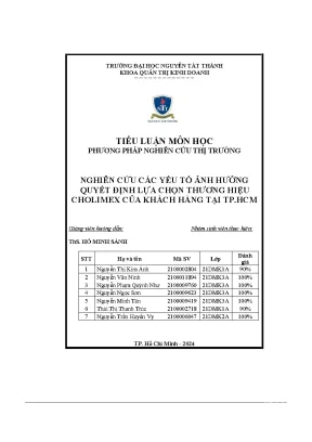 Nghiên cứu các yếu tố ảnh hưởng