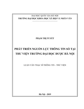 Luận văn thạc sĩ thông tin thư viện phát triển nguồn lực thông tin số tại thư viện trường đại học dược hà nội developing digital information resources at the ha noi university of pharmacy library