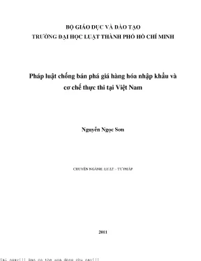 Pháp luật chống bán phá giá hàng hóa nhập khẩu và cơ chế thực thi tại việt nam