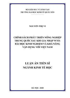 Chính sách phát triển nông nghiệp trung quốc sau khi gia nhập wto bài học kinh nghiệm và khả năng vận dụng với việt nam