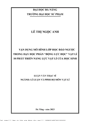 Vận dụng mô hình lớp học đảo ngược trong dạy học phần động lực học vật lí 10 phát triển năng lực vật lí của học sinh