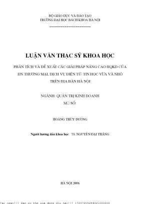 Phân tíh và đề xuất các giải pháp nâng cao hqkd của dn thương mại dịch vụ điện tử tin học vừa và nhỏ trên địa bàn hà nội
