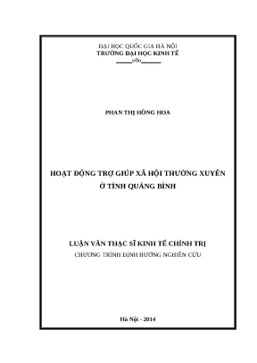 Luận văn hoạt động trợ giúp xã hội thường xuyên ở tỉnh quảng bình