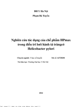 Nghiên cứu tác dụng của chế phẩm hpmax trong điều tri loét hành tá tràng có helicobacter pylori