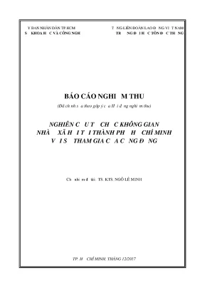 Nghiên cứu tổ chức không gian nhà ở xã hội tại thành phố hồ chí minh với sự tham gia của cộng đồng