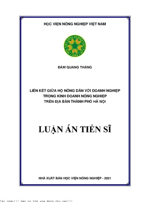 Liên kết giữa hộ nông dân với doanh nghiệp trong kinh doanh nông nghiệp trên địa bàn thành phố hà nội