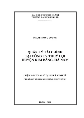 Luận văn quản lý tài chính tại công ty thủy lợi huyện kim bảng hà nam