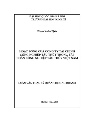 Luận văn hoạt động của công ty tài chính công nghiệp tàu thủy trong tập đoàn công nghiệp tàu thủy việt nam