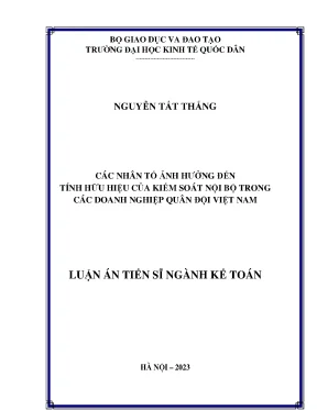 Các nhân tố ảnh hưởng đến tính hữu hiệu của kiểm soát nội bộ trong các doanh nghiệp quân đội việt nam