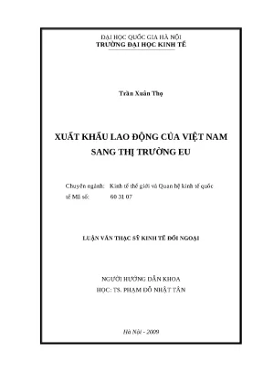 Luận văn xuất khẩu lao động của việt nam sang thị trường eu