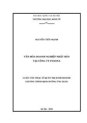 Luận văn văn hóa doanh nghiệp nhật bản tại công ty pasona