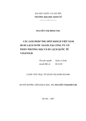 Luận văn các giải pháp thu hút khách việt nam đi du lịch nước ngoài tại công ty cổ phần thương mại và du lịch quốc tế vinatour