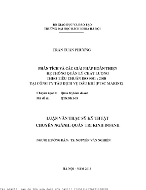 Phân tíh và các giải pháp hoàn thiện hệ thống quản lý chất lượng theo tiêu chuẩn iso 9001 2008 tại công ty tàu dịch vụ dầu khí ptsc marine