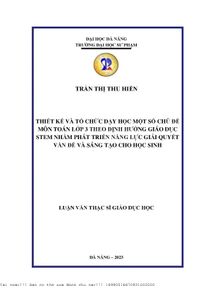 Thiết kế và tổ chức dạy học một số chủ đề môn toán lớp 3 theo định hướng giáo dục stem nhằm phát triển năng lực giải quyết vấn đề và sáng tạo cho học sinh