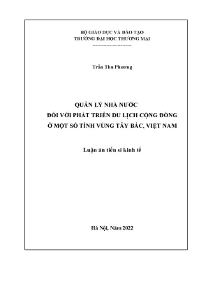 Quản lý nhà nước đối với phát triển du lịch cộng đồng ở một số tỉnh vùng tây bắc việt nam