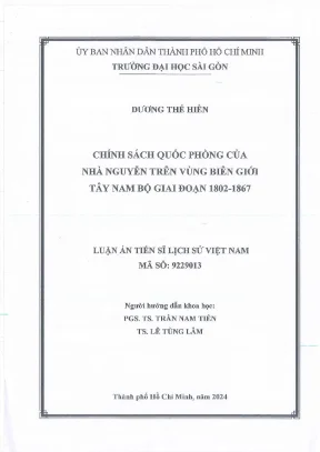 Chính sách quốc phòng của nhà nguyễn trên vùng biên giới tây nam bộ giai đoạn 1802 1867