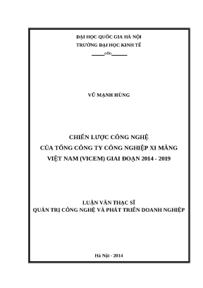 Luận văn chiến lược công nghệ của tổng công ty công nghiệp xi măng việt nam vicem giai đoạn 2014 2019