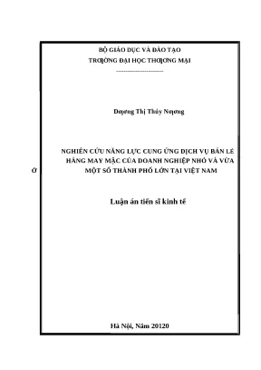 Luận văn thạc sĩ nghiên cứu năng lực cung ứng dịch vụ bán lẻ hàng may mặc của doanh nghiệp nhỏ và vừa ở một số thành phố lớn tại việt nam